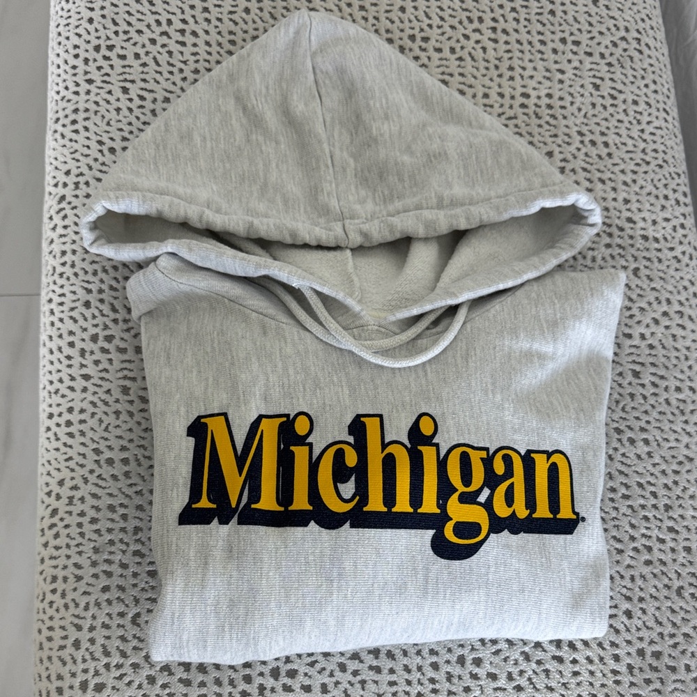 Champion Gray Hoodie with Michigan Logo